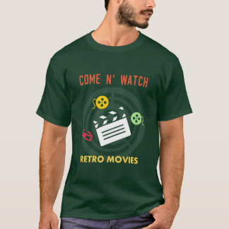 クールなシャツ 友達と一緒にレトロ映画を観よう Tシャツ