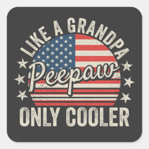 クールなジジイなみに最高のPeepaw USAフラッグ スクエアシール