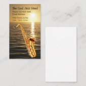 クールなジャズ日没のサクソフォーンのテーマ 名刺 (正面/裏面)