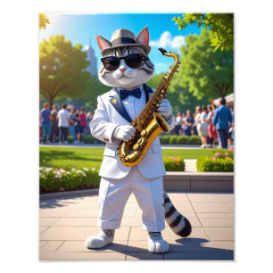 クールなジャズ猫 フォトプリント