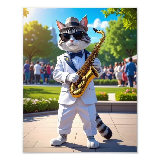 クールなジャズ猫 フォトプリント            (正面)