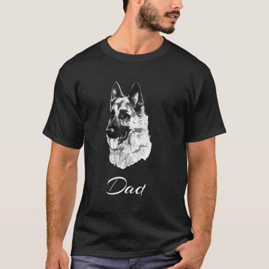 クールなジャーマンシェパードのパパ Tシャツ (正面)