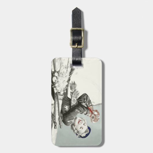 クールなスキー休日のプリントが付いている荷物のラベル ラゲッジタグ (正面縦)