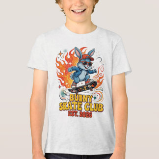 クールなスケーターウサギのボーイズTシャツ | バニー スケート クラブ トライブレンドTシャツ
