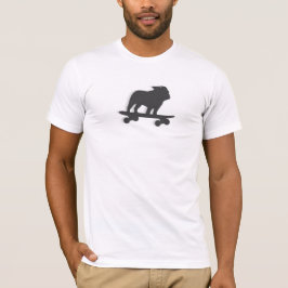 クールなスケーター・ドッグ ブルドッグのシルエット Tシャツ