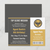 クールなスパイの誕生日パーティー 招待状 (正面/裏面)