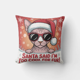 クールなスフィンクス猫のクリスマスサンタデザイン クッション