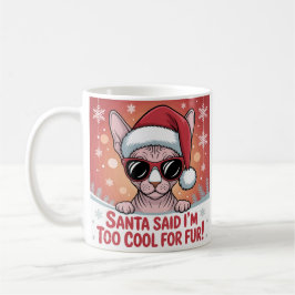 クールなスフィンクス猫のクリスマスサンタデザイン コーヒーマグカップ