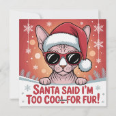 クールなスフィンクス猫のクリスマスサンタデザイン シーズンカード (裏面)