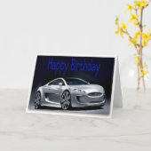 クールなスポーツ・カーのバースデー・カード カード (黄色い花)