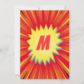 クールなスーパーヒーローアニメーション 現代の少年の誕生日パーティー 招待状 (裏面)