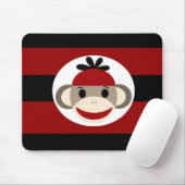 クールなソックス猿の帽子の帽子の赤い黒のストライプ マウスパッド (マウス)