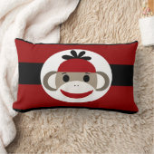 クールなソックス猿の帽子の帽子の赤い黒のストライプ ランバークッション (ブランケット)