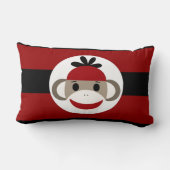 クールなソックス猿の帽子の帽子の赤い黒のストライプ ランバークッション (裏面)