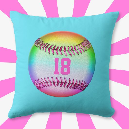 クールなソフトボールの枕のあなたの名前そして数 クッション