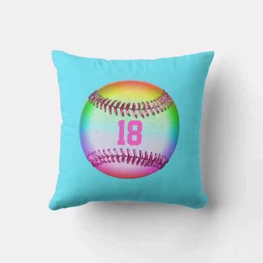 クールなソフトボールの枕のあなたの名前そして数 クッション (裏面)