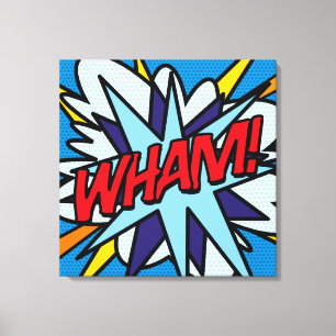 クールなタイポグラフィック モダンポップアート コミック ブック ワム キャンバスプリント