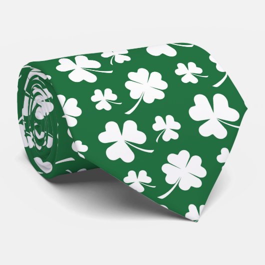 クールなタイル状の四つ葉のクローバー shamrocks パターン  ネクタイ (ロール)