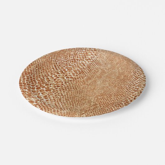 クールなタンのスネークスキンパターン写真のプリント ペーパープレート (アングル)