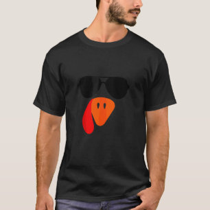 クールなターキーフェイス サングラス ピルグリム 感謝祭 D Tシャツ