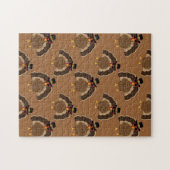 クールなターキー 感謝祭 ブラウン柄 ジグソーパズル (横)