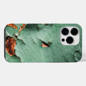 クールなターコイズブルーと錆びた金属 iPhoneケース (裏面横)