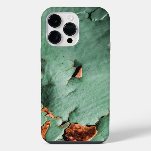 クールなターコイズブルーと錆びた金属 iPhoneケース (裏面)