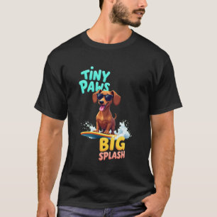 クールなダックスフンドのサーフィンワンコ Tシャツ
