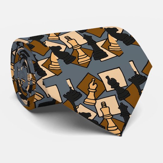 クールなチェスの試合は抽象美術を継ぎ合わせます ネクタイ (ロール)