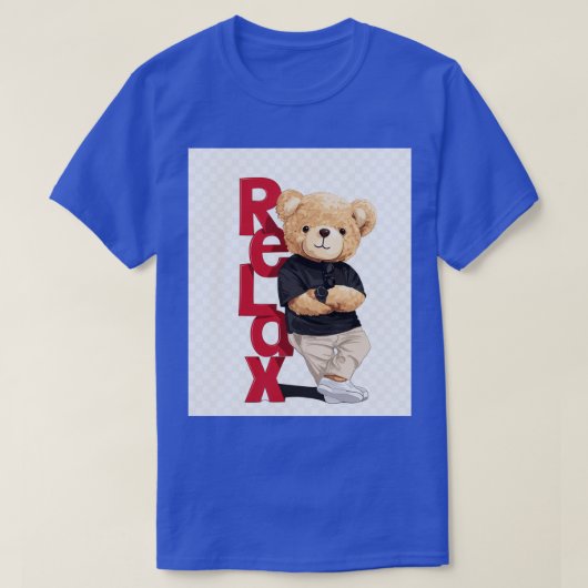 クールなテディベアのメンズデザイン Tシャツ (デザイン正面)