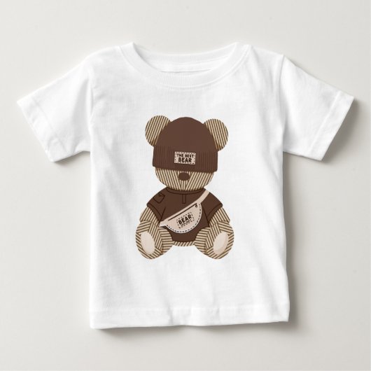クールなテディベア:最高のベアデザイン ベビーTシャツ (正面)
