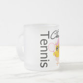 クールなテニスのひよこ フロストグラスマグカップ (正面左)