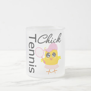 クールなテニスのひよこ フロストグラスマグカップ
