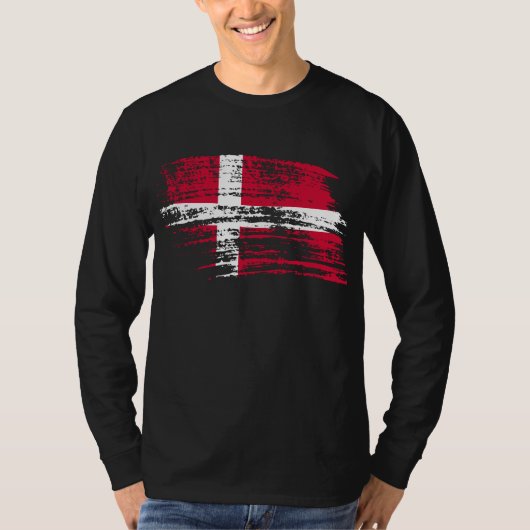 クールなデンマークの旗のデザイン Tシャツ (正面)