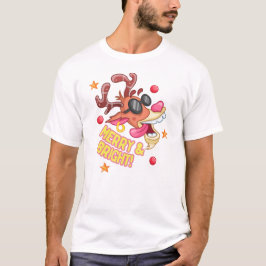 クールなトナカイの楽しい明るいホリデー Tシャツ