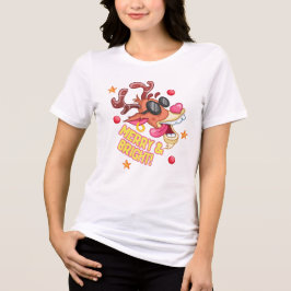 クールなトナカイの楽しい明るい休日 トライブレンドＴシャツ