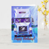クールなトラックのおもしろいなトラック運転手の誕生日カード カード (黄色い花)