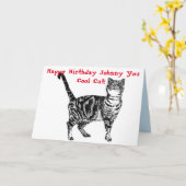 クールなトラ猫お誕生日おめでとう メンズ カード (黄色い花)