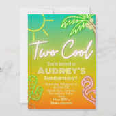 クールなトロピカルネオンポールパーティー 招待状 (正面)