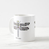 クールなトンボの花型女性歌手のキルトのコーヒー・マグ コーヒーマグカップ (正面左)