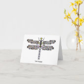 クールなトンボの花型女性歌手のキルトのメッセージカード カード (黄色い花)