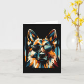 クールなドイツ牧羊犬キュビズムアートスタイルのクリスマス カード (黄色い花)