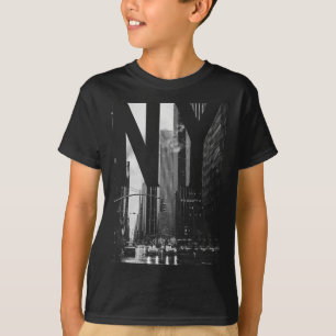 クールなニューヨーク市抽象的なスカイライン ブラック アンド ダブリュー Tシャツ