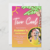 クールなネオンプールパーティーの写真付き招待状 招待状 (正面)