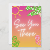 クールなネオンプールパーティーの写真付き招待状 招待状 (裏面)