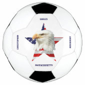 クールなハクトウワシ アメリカ国旗 星 サッカーボール (正面)