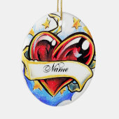 クールなハートの入れ墨のオーナメント セラミックオーナメント (右)
