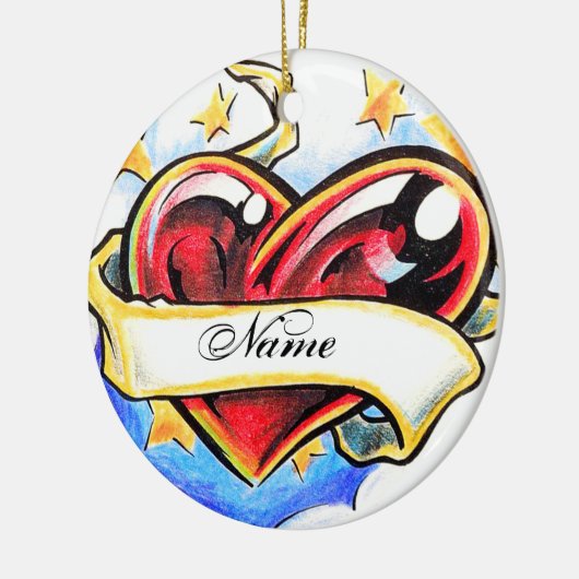 クールなハートの入れ墨のオーナメント セラミックオーナメント (左)