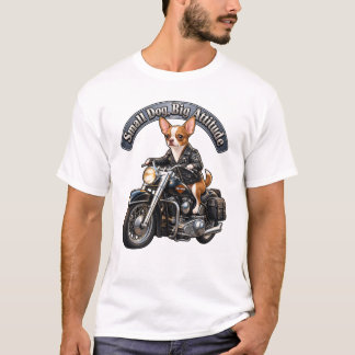 クールなバイカーのチワワ 犬のバイクTシャツ Tシャツ