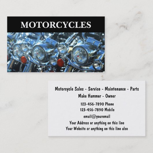 クールなバイクのテーマのビジネスカード 名刺 (正面/裏面)